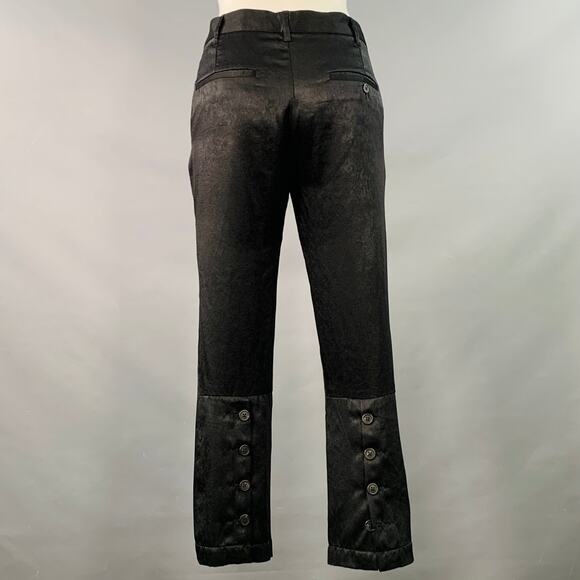 ANN DEMEULEMEESTER Size 8 Black Acetate Blend Flat Front Tapered Dress Pants - Picture 2 of 5